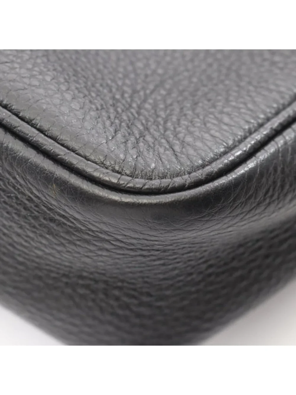 Prada Shoulder Bag Triangle Logo Black Leather